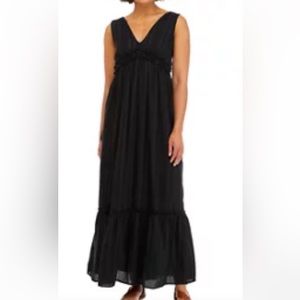 True craft  black V-Neck Peasant Maxi Dress NWT